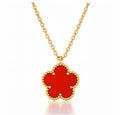 Collar trébol dorado en 4 colores: rojo, negro, blanco nácar y azul