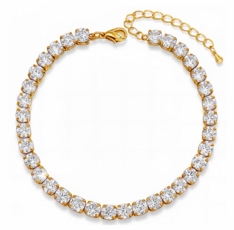 Pulsera Tennis de Cristales – Oro Laminado