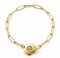 Pulsera Cadena Paperclip con Cierre Flor – Oro Laminado