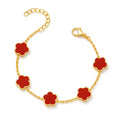 Pulsera Trébol Roja – Oro Laminado