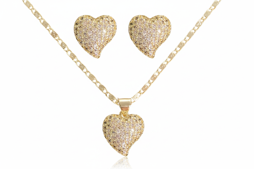 Set de corazones dorados con fondo blanco